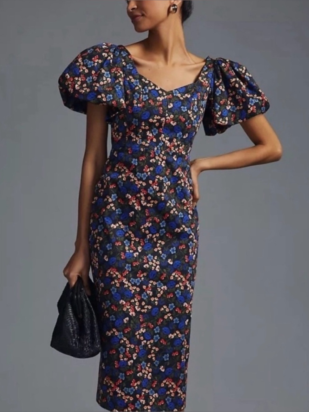 Hunter Bell Colette Floral Puff Sleeve Midi Dress